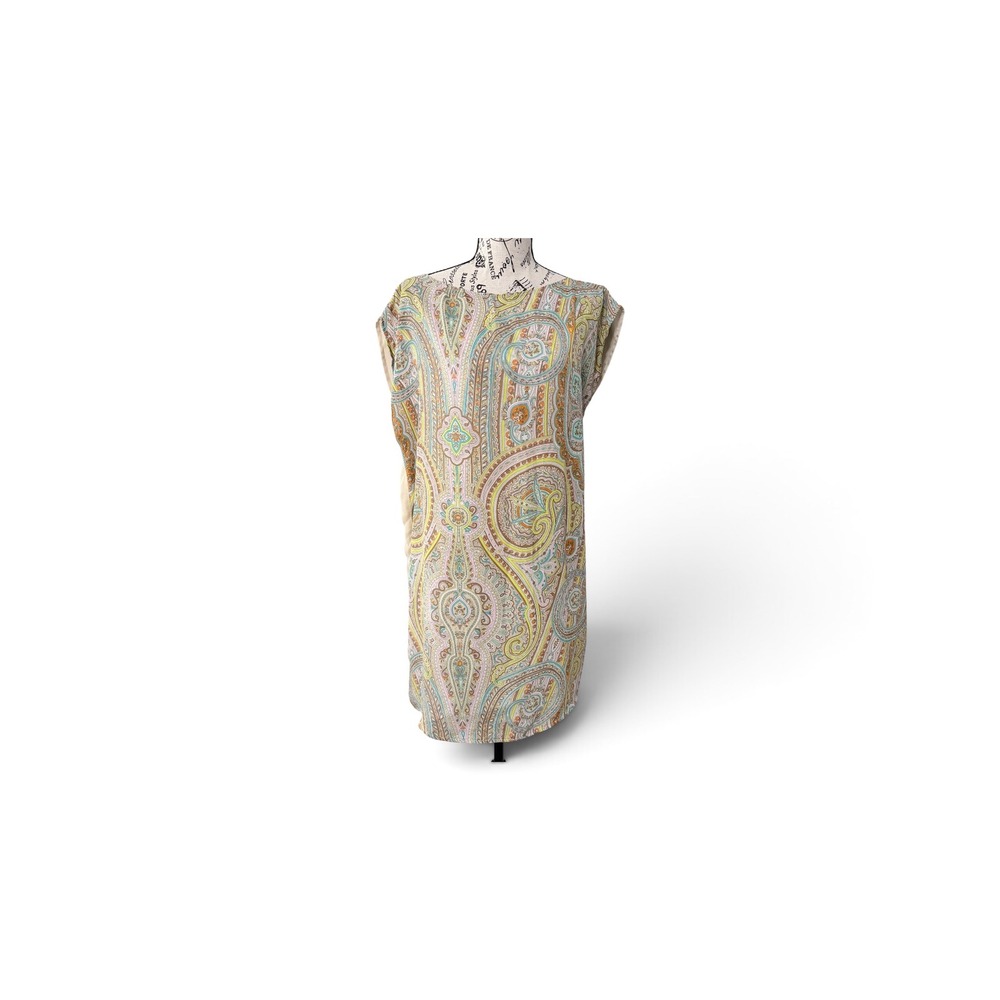 Promod Womens Paisley Print Sleeveless Shift Dress Beige Multi Size Large